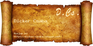 Dicker Csaba névjegykártya
