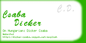csaba dicker business card